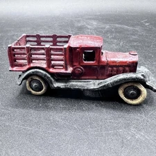 Antique 4.5" Original Ac Williams Cast Iron Take Apart Stake Bed Truck Hubley