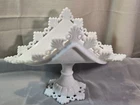 Milk Glass Lace Edge Cake Stand Pedestal Wedding Party Pastry Decor 14" White