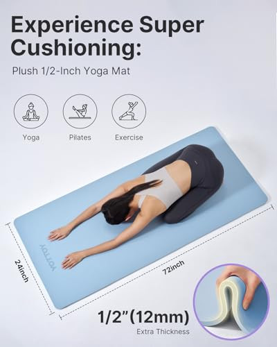 Non-Slip Extra Thick 1/2 Inch Professional TPE Yoga Exercise Mat