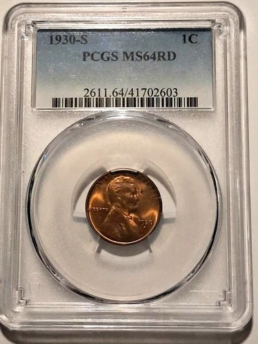 🔥1930 S LINCOLN WHEAT CENT PCGS MS64 RD NICE GRADE