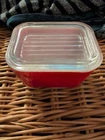 Pyrex Small Red Refrigerator Dish With Lid Vintage 1940's 501 B