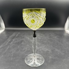 Antique High Quality Crystal Stem Glass / Wine Glass in Neon Yellow - J.9