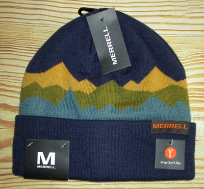 MENS MERRELL NAVY BLUE BEANIE HAT ONE SIZE