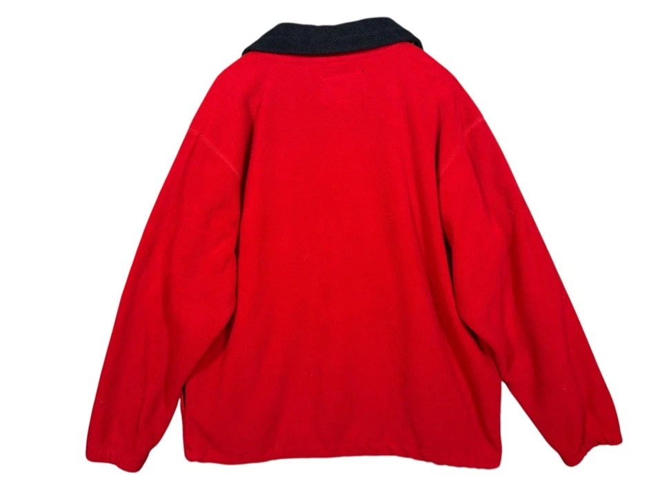 VINTAGE Structure Sport Jacket Men L Red Fleece 1/4 Zip Pullover Thick 90s - Image 4 of 4
