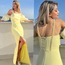Pleat Beading Trumpet Spaghetti Strap Prom Dress Classic Fashion Evening Dress