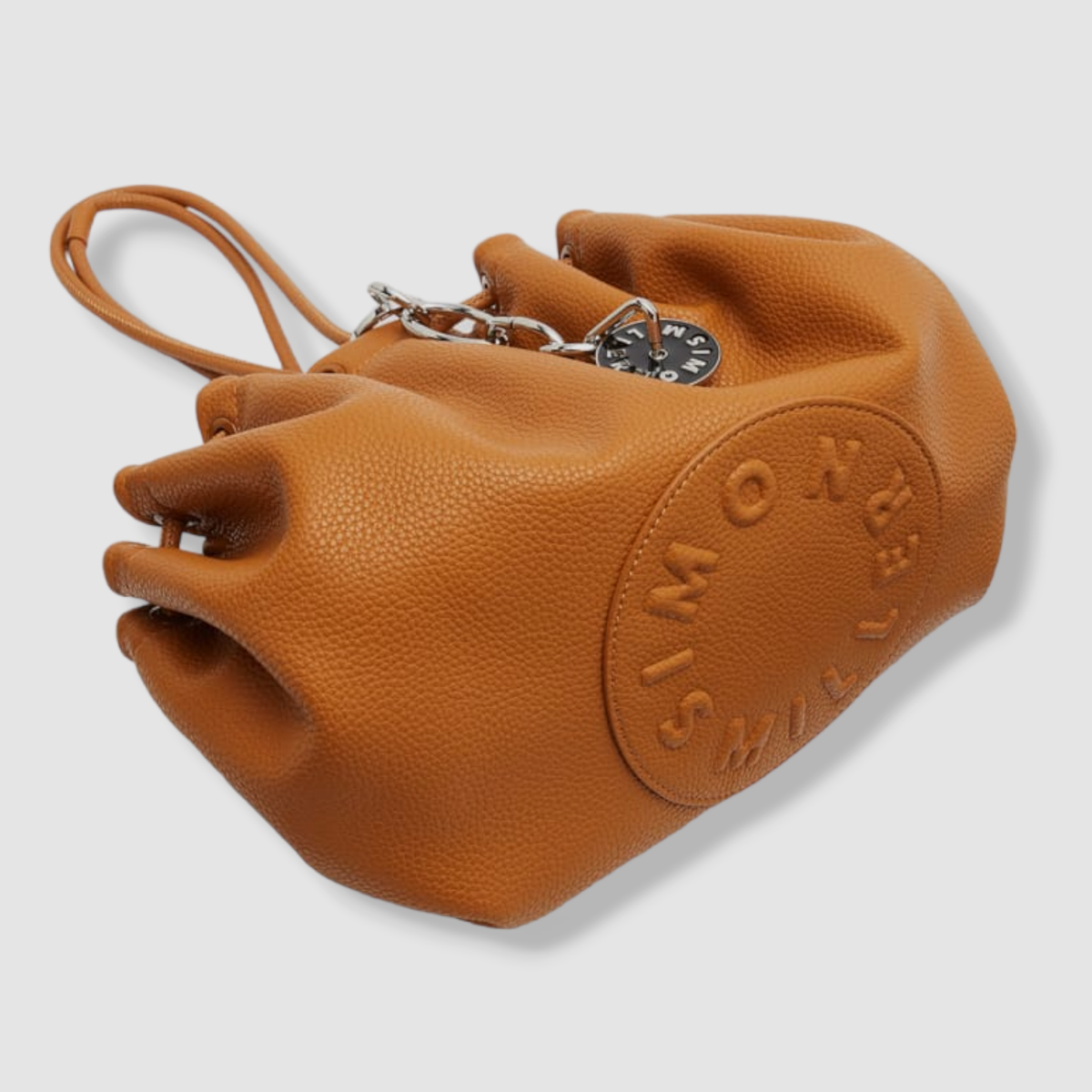 バッグ SIMON MILLER REVER SCRUNCH BAG $397 Simon Miller Women's Brown Faux Leather Logo Keychain