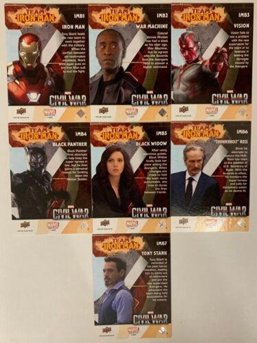 Captain America Civil War Team Iron Man Chase Card Set 7 Cards IMB-1 - IMB-7 UD - Picture 2 of 2