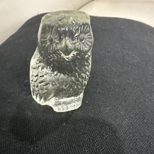 Vintage Bohemia Art Glass Hand Made Lead Crystal Owl Flat Back Czech