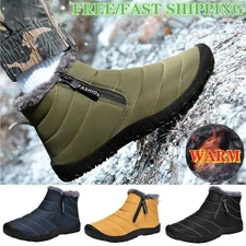 Winter Men's Plush Warm Snow Boots Waterproof Cotton Shoes Outdoor Gym Sneakers