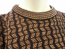 1990s Brandini Men's Designer Brown Black Sweater Crew Neck Heavy Fabric Warm