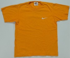 Rare VTG NIKE Embroidered Swoosh T Shirt 90s 2000s White Tag USA Orange Youth M