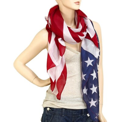 #ad Large USA American Flag Scarf Beach Wrap Soft Lightweight 72quot; X 36quot; $9.99