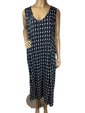 Snapdragon & Twig Flamingo Print Dress Size M V Neck Sleeveless Pockets Tie Back
