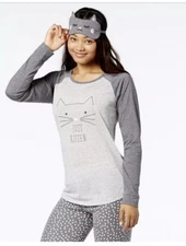 Jenni by Jennifer Moore Eye Mask Pajama Top and eye mask Size M Just Kitte