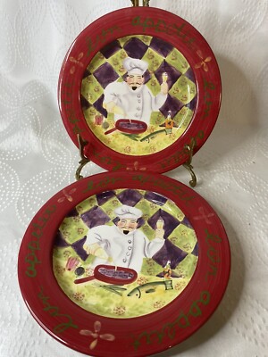 2 Certified International Jennifer Brinley Bon Appetit Salad/Decorator Plates