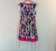 Vintage Floral Sleeveless Belted Dress Size M/L - In Very Good Condition