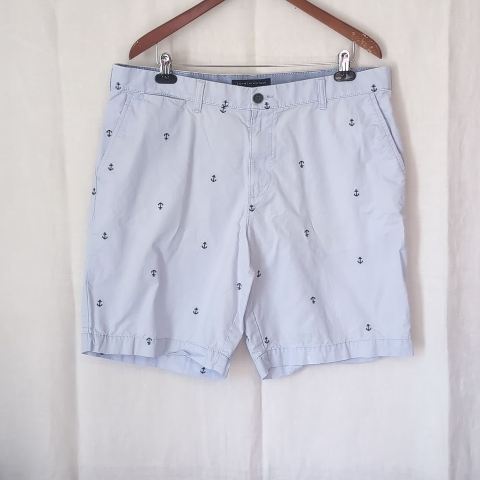 Tommy Hilfiger Classic Fit Pale Blue Anchor Print Shorts Size 38