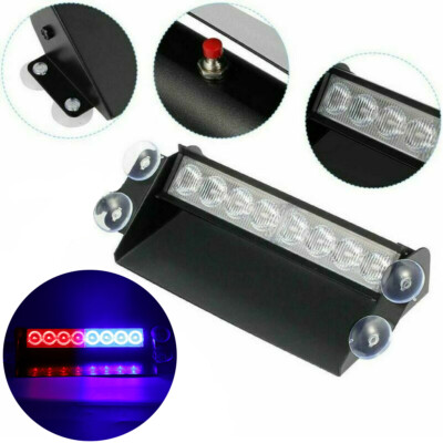 8 LED Rot & Blau Auto Notfall Frontblitzer LKW Warnleuchte Strobe Licht Lampe