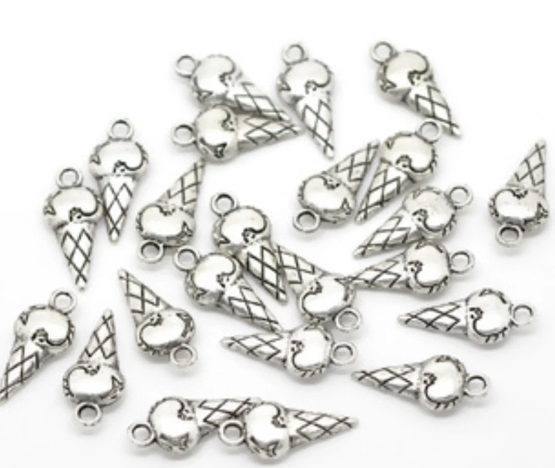 Dije cono helado plata tibetana J1007 Foto 3 de 4