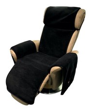 Sesselschoner Relax Sessel anthrazit/schwarz mit Taschen 100% Wolle/Kaschmir