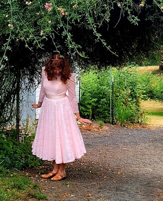 Pretty in Pink! Vintage Pink Lace Dress- 80's 50's
