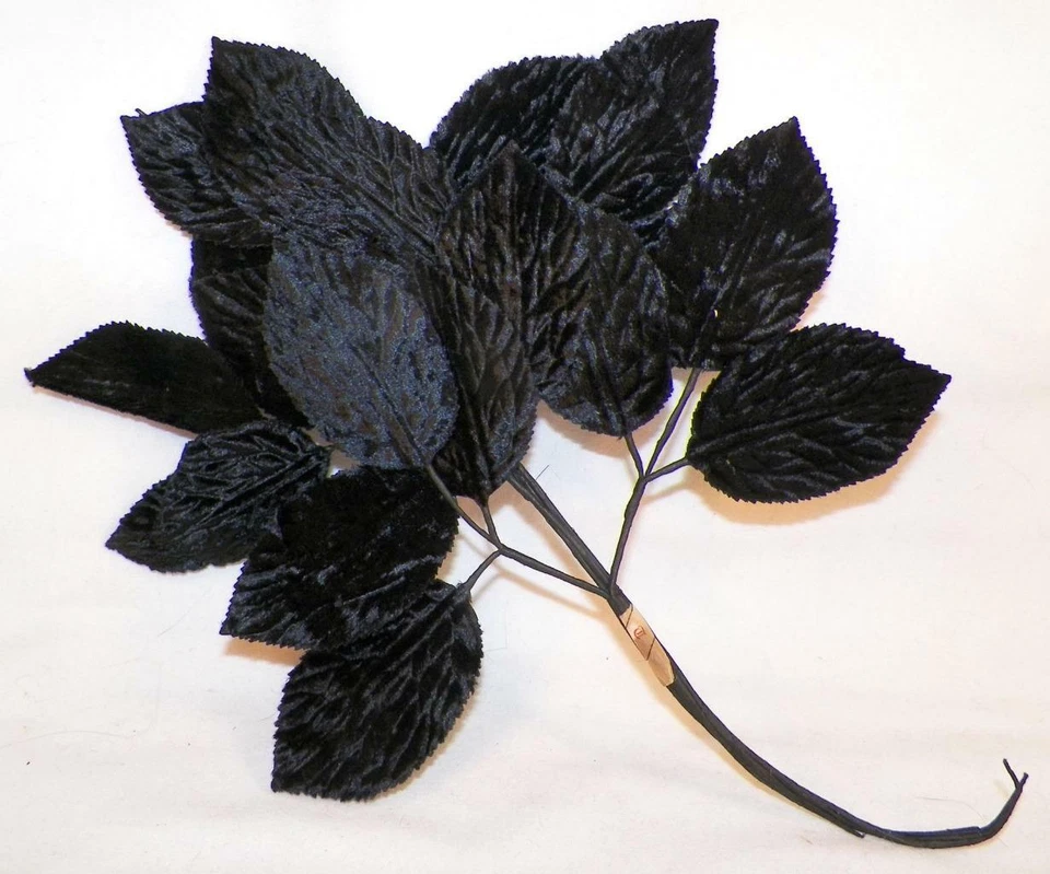 Antique Black Velvet & Silk Leaves Hat Making Millinery Victorian Edwardian - Image 2 of 4