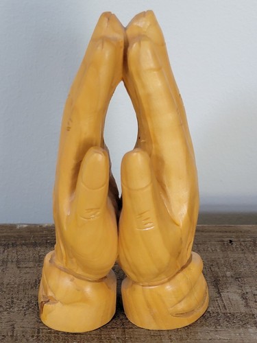 Praying Hands Olive Wood Carving From Bethlehem 4 1/2" Tall