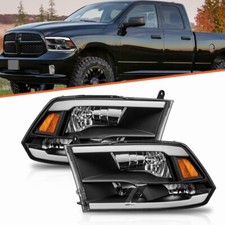 Pair Black Headlights LED DRL For 2009-2018 D...