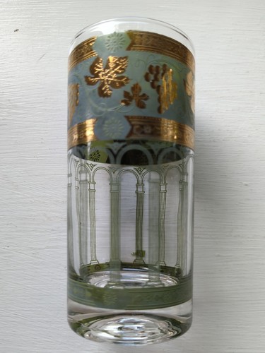 Set 4 bicchieri vintage Cera arco romano foglia d'uva highball dettaglio 22K - Foto 4 di 11