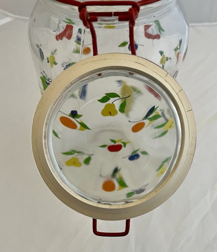Vintage Anchor Hocking Fruit Pattern Clear Glass Food Storage Jar Canister - Picture 5 of 11