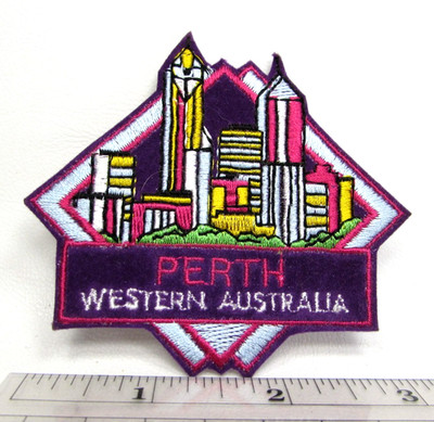 Vintage Perth Western Australia Jacket Patch Skyline Australian Travel Souvenir