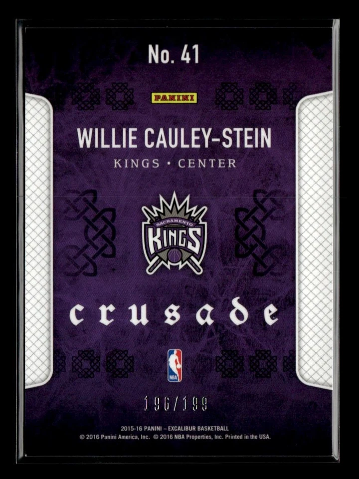 2015-16 Panini Excalibur #41 Willie Cauley-Stein Crusade Blue #/199 - Image 2 of 2
