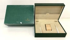VINTAGE GENUINE ROLEX watch box case 74.00.71 Green wood leather 251123003yA