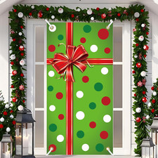 Christmas Door Cover Xmas Gift Box Door Hanging Banner Merry Christmas Front Doo