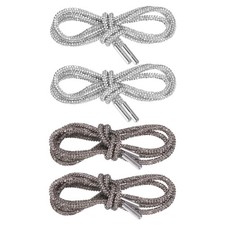 4pcs Rhinestone Shoe Laces 47" Length for Sneakers, White  Transparent Gray