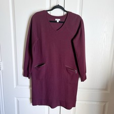 J. Jill Maroon Purple Long Sleeve V-Neck Sweater Dress Sz Small