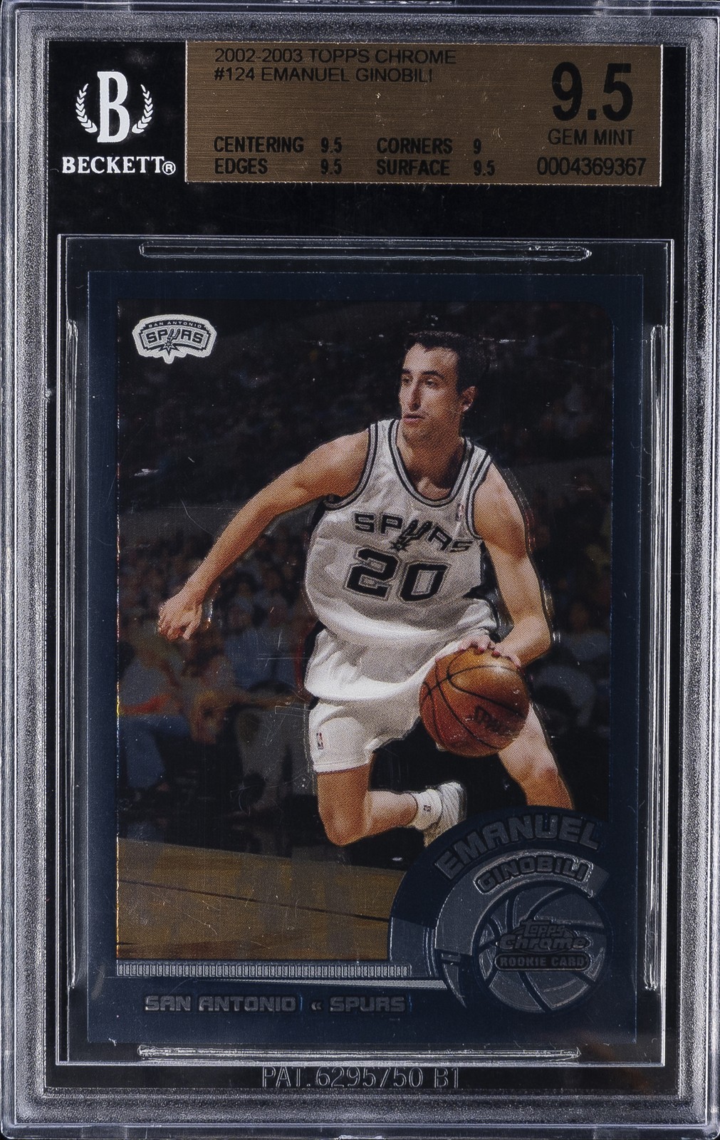 2002-03 TOPPS CHROME #124 EMANUEL GINOBILI BGS 9.5