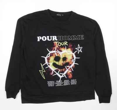 Schwarzer Pullover Sweatshirt Herren UK Größe S Boohoo