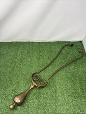 Antique 18th century wrought iron brass  fireplace tongs tool