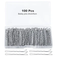 100PCS Silver Bobby Pins 2in Wavy Hair Clips with Storage Box