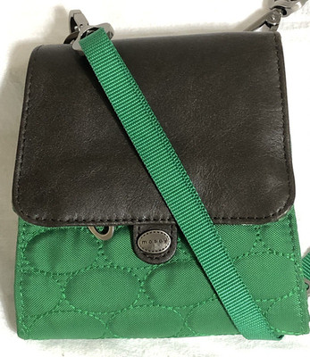 Mosey Crossbody Bag Black Nylon Purse Leather Accents Magnetic Zip Close