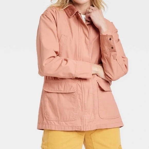 Universal Thread Utility Jacket Women's Size S Pink Cotton Corduroy Collar