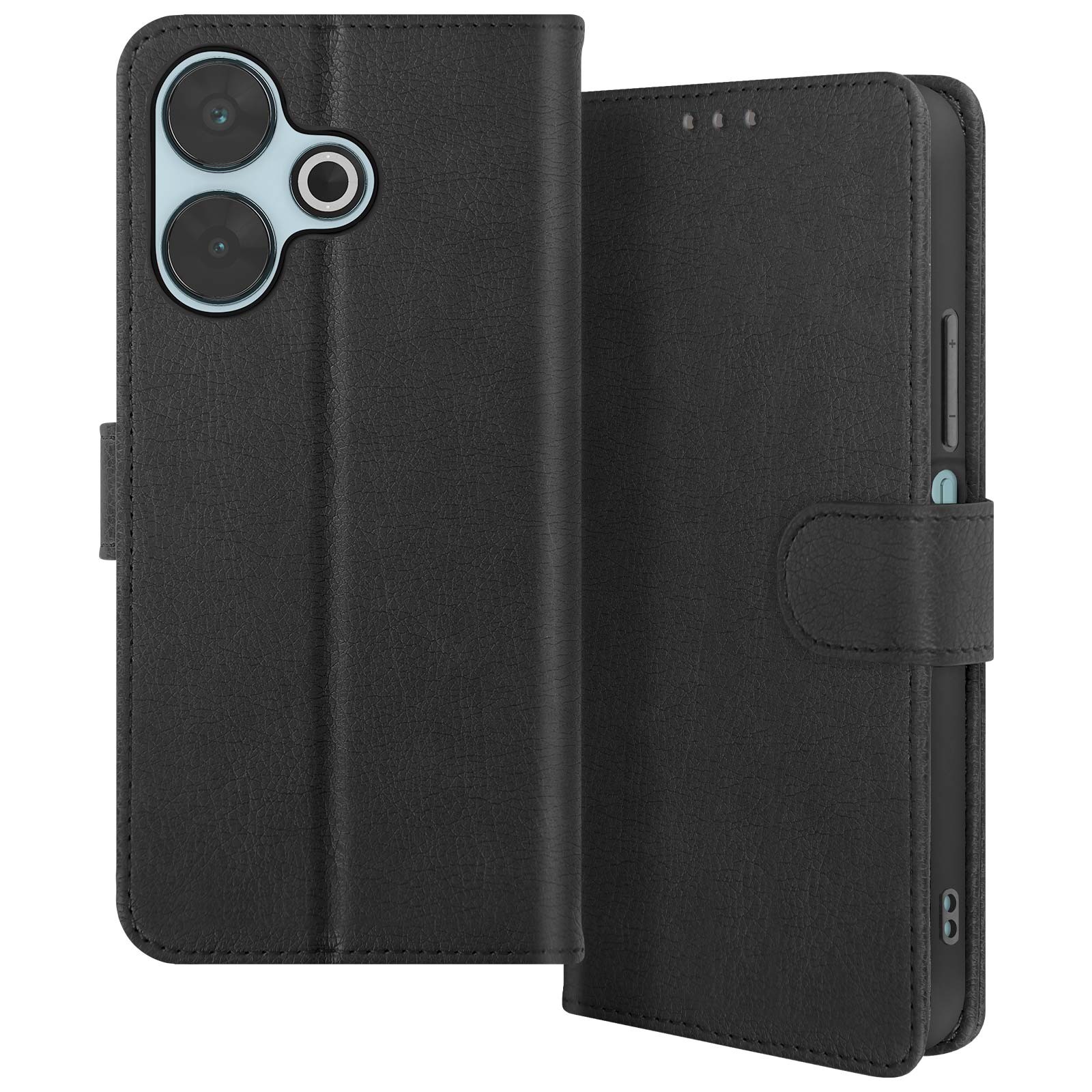 Housse Xiaomi Redmi 13 noire à clapet pour regarder vos vidéos en voyage