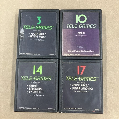 4 Vintage Atari Games # 3 10 14 & 17 In The Tele-Games Series For The Atari 2600