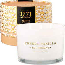 Vanilla Scented Candles - 100 Natural Soy Wax - Large 3 Wick Jar Candle - up T
