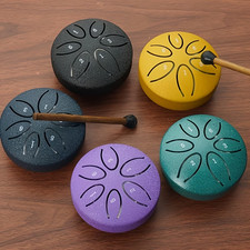 Mini Steel Tongue Drum 3 Inch 6 Tone Handheld Percussion w Mallets Kit