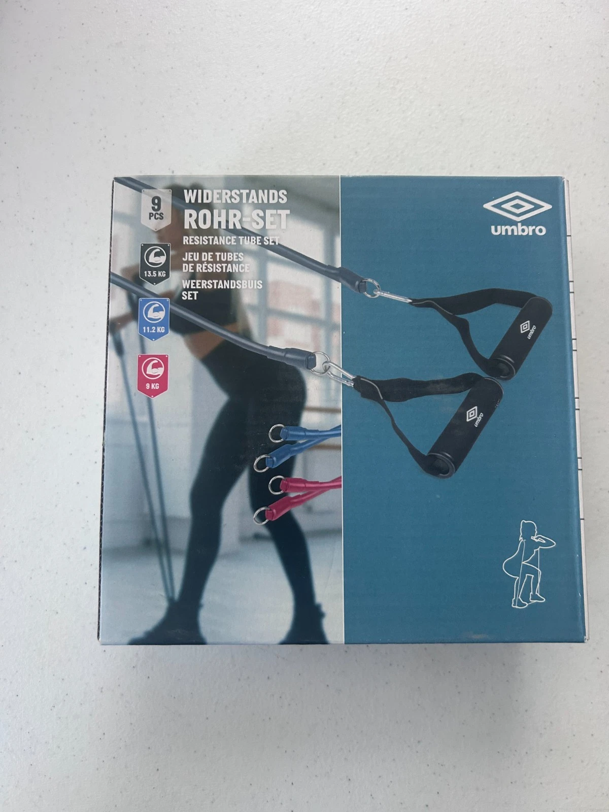 Umbro Resistance Bands Set 9-Piece Fitness Training Kit, New, SEALED!