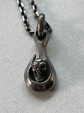 BWL Bill Wall Leder S925 Fisch Haken Totenkopf mit schwarzem Diamant Auge...