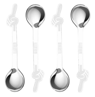 Bialetti Set of 4 Little Spoons Steel, Distinctive Coffee Spoons