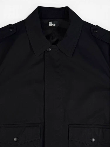 The Kooples Black Military Jacket Zip/Button Front Lined Pockets Men’s L - product listing photo